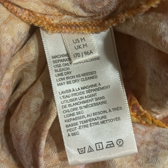 Free People Jael Cutout Mini Dress Golden Yellow Motif Floral Long Sleeve size M - Picture 11 of 11